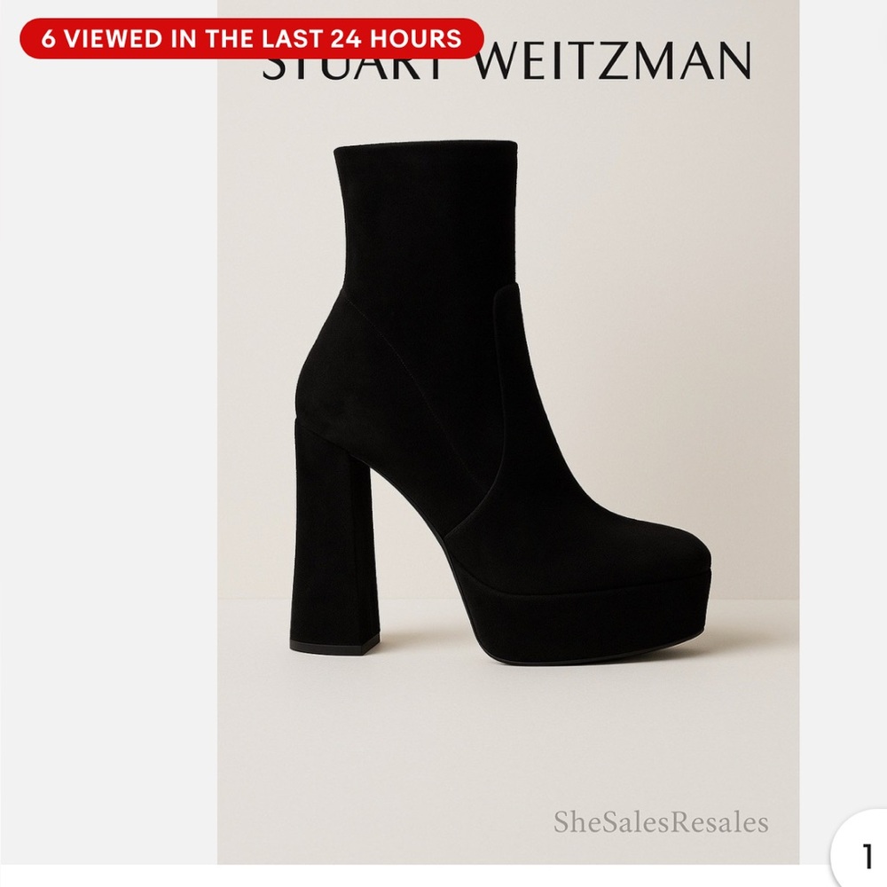 Stuart Weitzman Black Heeled Boots - Picture 2 of 6